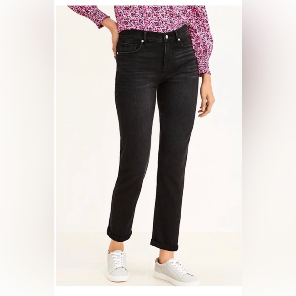 LOFT Girlfriend Jeans in Washed Black, NWT, size 33